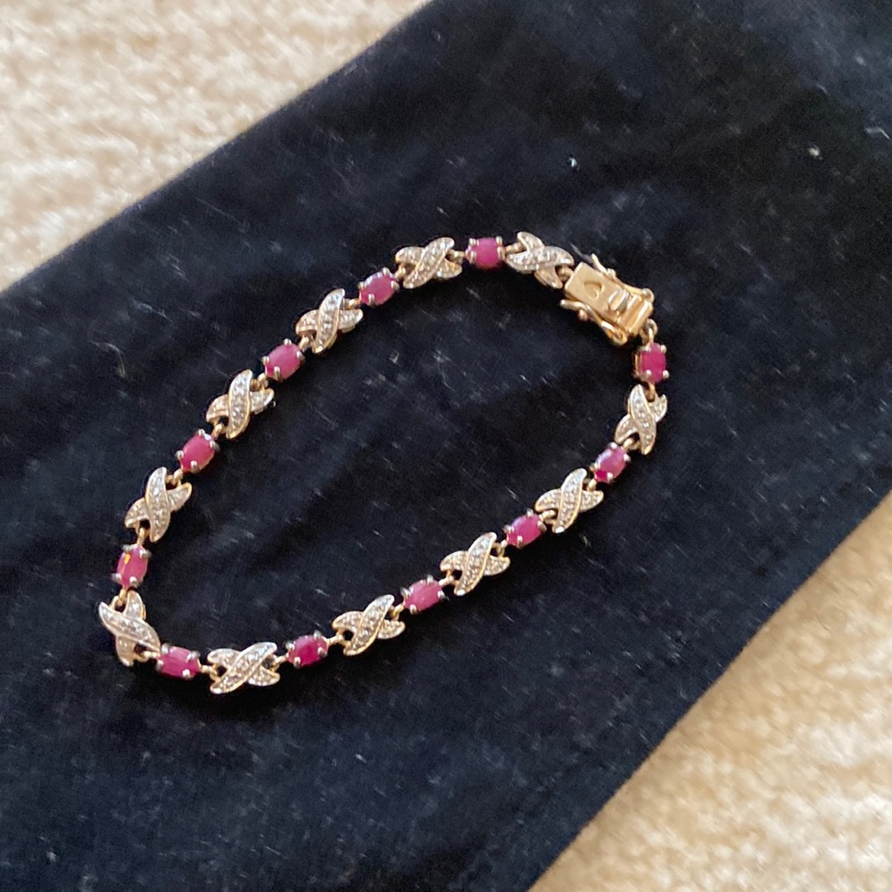 Genuine Ruby & Silver 925 Bracelet - image 1